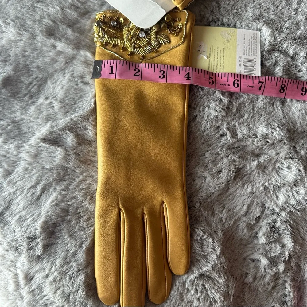 Target VINTAGE Y2K  100%Leather GoldBeaded Sequin Limited Edition2005 Gloves NWT